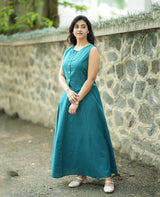 Teal Solid Sleeveless Co-Ord Set