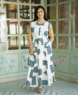 Aanya White & Blue Printed Co-ord Set