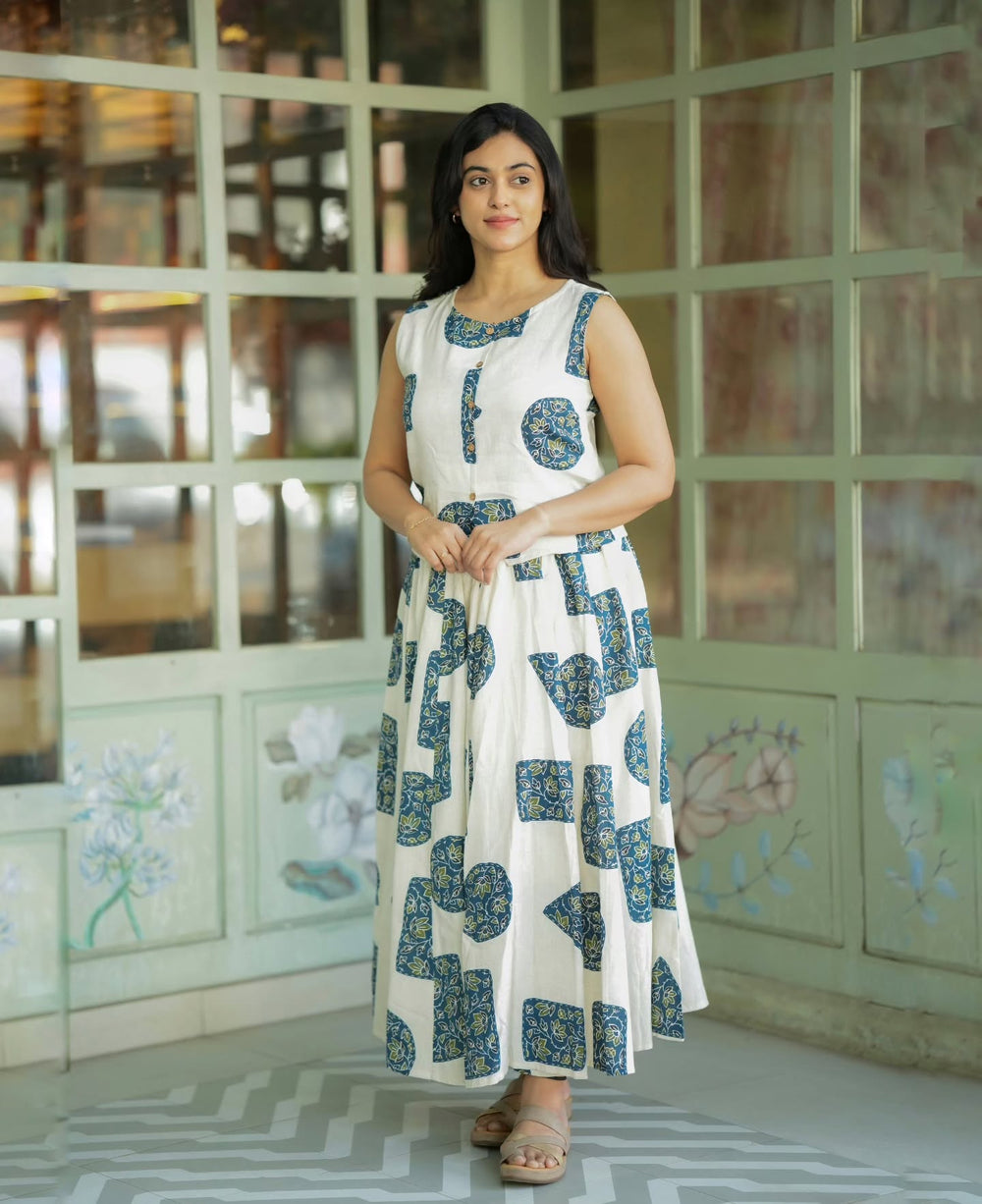 Aanya White & Blue Printed Co-ord Set