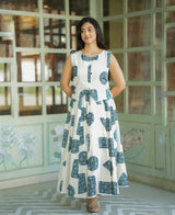 Aanya White & Blue Printed Co-ord Set