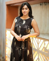 Black Owl Print Peplum Co-Ord Set