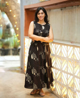 Black Owl Print Peplum Co-Ord Set