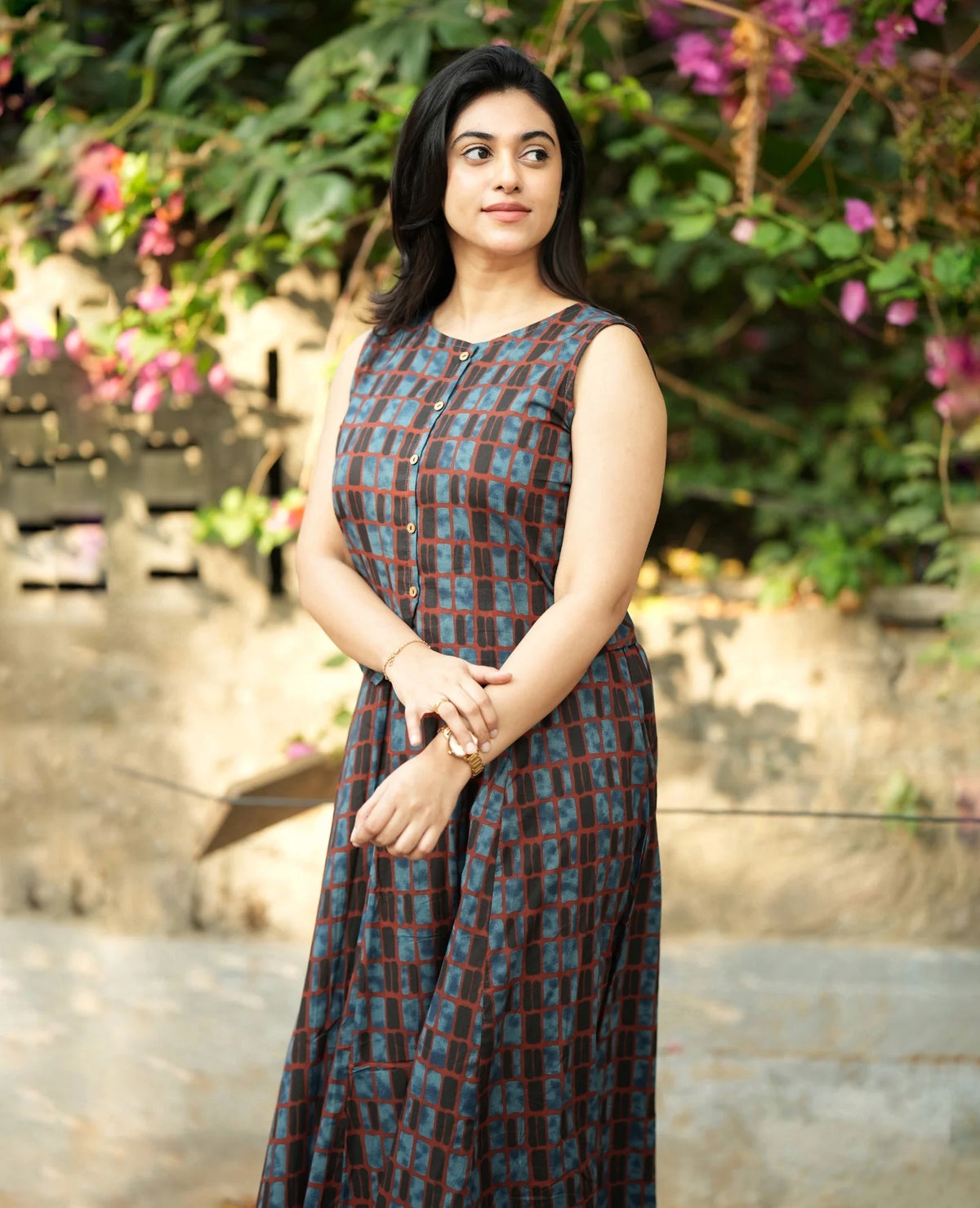 Vintage Check Pattern Flared Dress