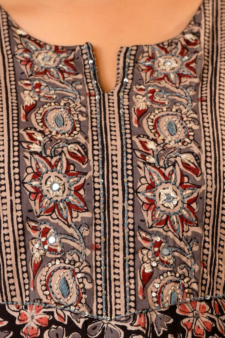 Jaipuri Kalamkari Print Designer kurti pant dupatta set