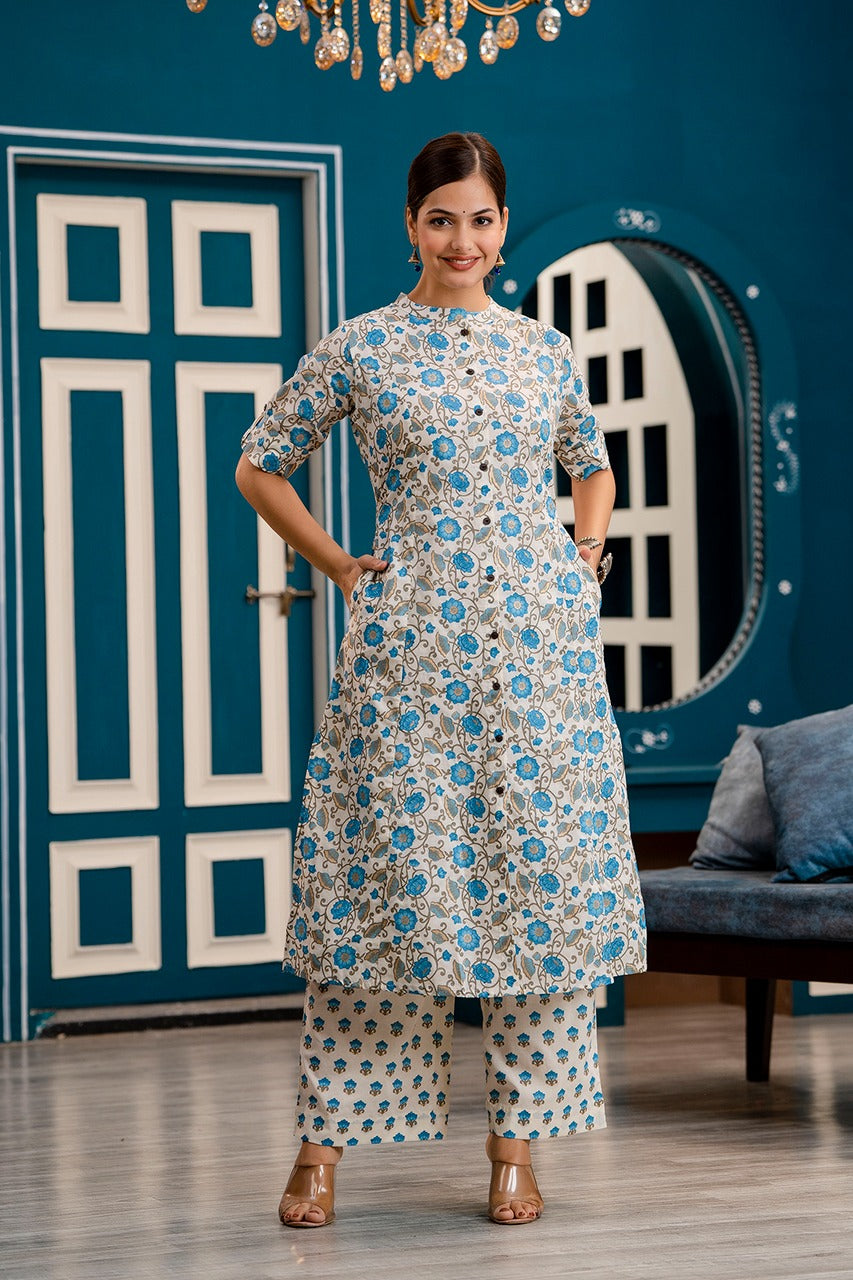 Aline Printed Cotton Kurta Pant Set