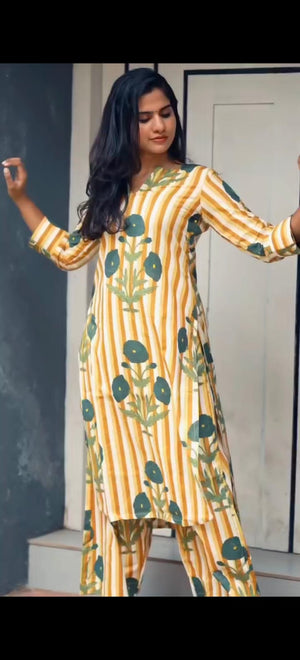 La Royale Hand Block Printed Cotton Co-ord Set