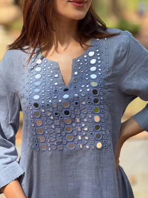 DUSTY BLUE KURTA SET