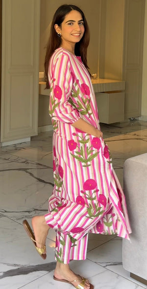 La Royale Hand Block Printed Cotton Co-ord Set