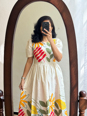 PICSA - BEAUTIFUL FLORAL PATTERN COTTON FLEX DRESS