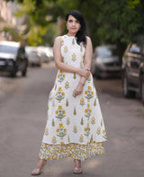 Yellow Print Tilak Co-ord set