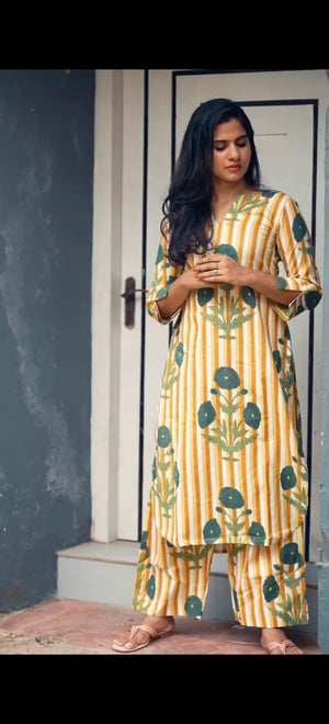 La Royale Hand Block Printed Cotton Co-ord Set