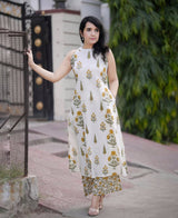 Yellow Print Tilak Co-ord set