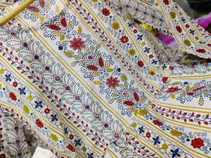Cotton Suit multicolor printed cotton dress with detailed floral and geometric patterns on lightweight fabric