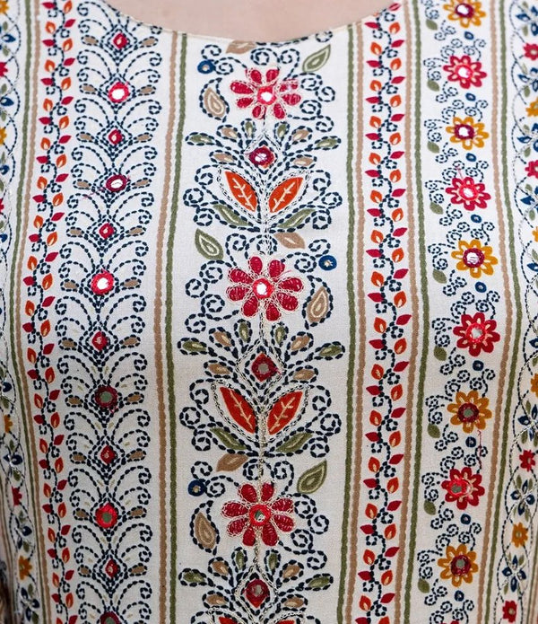 Cotton Suit multicolor printed cotton dress with floral and geometric patterns on soft fabric